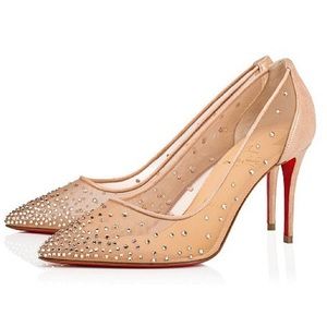 Christian louboutin follies strass 85mm suede lame